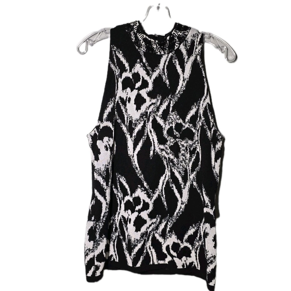 White House Black Market Knit Mock  Beaded Neck Brushed Halter Top‎ Size Large